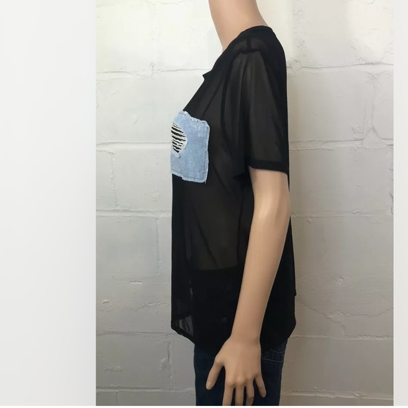 Emma & Sam Mesh Top Size M Black Denim # M20 - Picture 6 of 8